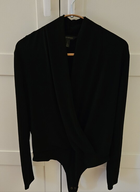 Banana Republic Tops - Banana Republic Black Surplice Long-Sleeve Bodysuit